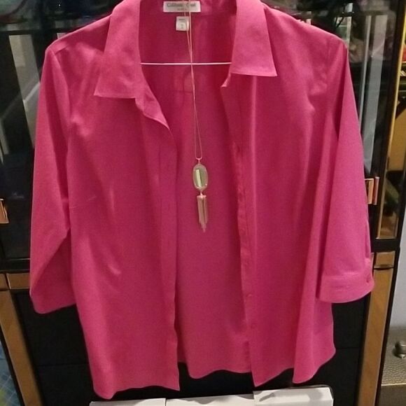 Coldwater Creek Pink Boxy Button Down Shirt With BUTTONS!!! NWOT!!! - Picture 1 of 7